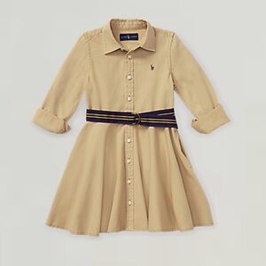 Polo by Ralph Lauren Beige Kids Dress with Striped Belt